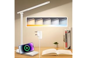 PIKOY LED Desk Lamp,75 Modes Desk Light,900LM Desk Lamps Office,72 LED Table Lamp+USB Charging Port, 45min Timer+Night Light Mode Reading Lamp, Desk Lamps Office, Desk Lamp for Bedroom