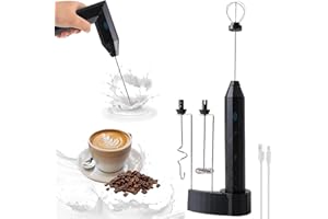 IRIXUDOR Mousseur à lait électrique, Fouet Electrique Pliable Recharge USB-C, Réglable en 3 Vitesses, avec 3 batteurs en Acier inoxydable, pour Café, Matcha, Colacao
