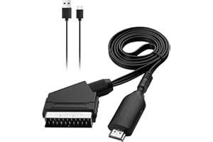 teasteam SCART to HDMI Converter 1M with 720P/1080P Switch SCART Input to HDMI Output Lead with 50cm USB Cable Adapter Connect for DVD Player to TV VHS Xbox PS3 Sky Projector and Monitor