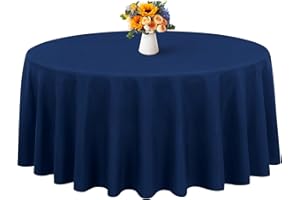 Showgeous Navy Blue Round Tablecloth 90 Inch Polyester Fabric Table Cloth Washable Fabric Table Cover for Wedding Banquet Restaurant Buffet Parties and Camping (228cm)