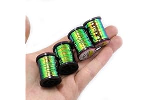 DWANG 1Pc 35 Yards Green Peacock Flat Tinsel Fly Tying Floss Thread Silky Yarns Fly Fishing Tying Line Materials Outdoors Accessories