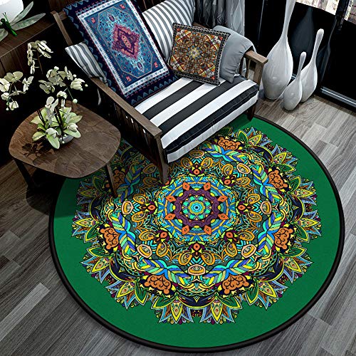 WLW Mandala Simple Nordic Mat Salon Zone TapisChambre De Chevet Chaise De Ordinateur De Prière Cristal De Velours Impression Antidérapante Tapis 100 * 100cm F- 180cm in Diameter