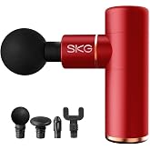 SKG F3 Masaj Tabancası Kırmızı, 4 Darbe Seviyesi ve 4 Başlık, 12 Saat Pil &Ouml;mr&uuml;, USB-C Şarjlı, Taşınabilir Ergonomik Tasarım, 