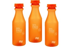 OnePine 3 pezzi Bottiglia d'acqua sportiva 550ml senza BPA, Riutilizzabile Plastica bottiglie acqua per Palestra,Cycling, Viaggi, Bambini (Arancione)