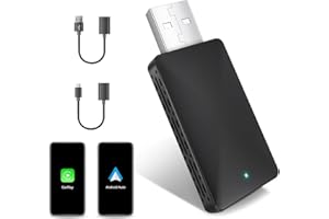 Quilted Northern Wireless Carplay Adapter 2-in-1 für CarPlay/Android Auto mit Type-C Adapter, Latenzfreies drahtloses Carplay,Plug-and-Play, Kompatibel mit Fast Jedem Auto