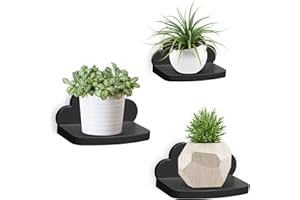 Pyjacos Mensole da Muro Set di 3 Mensola da Parete per Decorazioni per Cameretta Bagno Cucina Salotto piccola Mensola Adesiva da Muro nuvola Nero