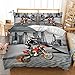 Produktbild Bettwäsche Bettbezug Set, Morbuy 3 Teilig Bettgarnitur Bettwäsche - Set Gemütlich 3D 100% Mikrofaser mit Reißverschluss 1 Bettbezug + 2 Kissenbezug (220x240,Motorrad)