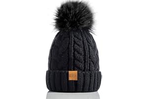 REDESS Bonnet d'hiver à Pompon pour Femme avec Doublure en Polaire Chaude, Bonnet de Ski en Tricot de Neige épais et épais