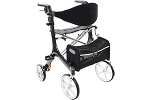 BESCOMEDICAL Déambulateur léger en carbone - Hauteur réglable - Avec sangle dorsale et poche en filet - Pliable de manière compacte avec un poids de seulement 5,9 kg - Modèle L