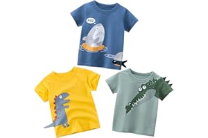 Padgene T-Shirt Bimbo Girocollo, Maglietta Manica Corta in Cotone, Modello del Fumetto Ragazzi Tops 1-6 Anni