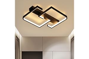 CBJKTX Nowoczesna czarna lampa sufitowa LED do przedpokoju 19W 30CM, lampa kuchenna do sypialni ciepła 3000K, geometryczny design