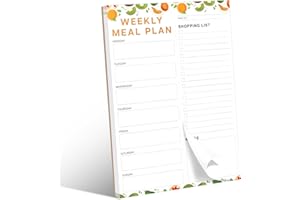 Simpolor Magnetic Meal Planner for Refrigerator, Weekly Meal Planning Pad with Tear-Off Shopping List, Weekly Meal Menu for Weight Loss & Family Dinner List (Fruit-Orange)