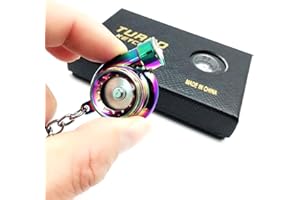 IGRARK Porte-Clés De Voiture, Porte-Clés Turbo LED avec Son et Lumière, Roulement Spinning Modèle Turbine Turbo Chargeur Key Ring pour décoration et cadeau(avec batterie)