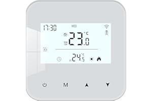 BEOK CONTROLS Smart Thermostat for Combi Boiler 2 Wire, Digital Room Thermostat Wired Wifi Thermostat Programmable Heating Controller Wall, Battery Powered Compatible with Alexa and Google Assistant White Screen