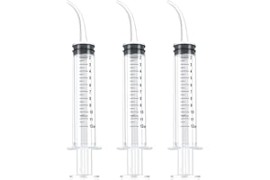 Nuanchu 3 Pack Syringe Dental Irrigation Plastic Syringe Liquid Graduated Oral Irrigator for Dental Cleaning(Curved Tip)