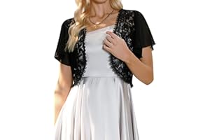 Gyabnw Bolero Mujer de Encaje Verano Bolero de Gasa Torera Mujer Fiesta Cardigan Mujer Corta Chaqueta Chal Chifón para Boda Casual