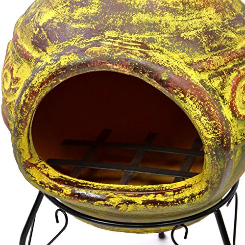 Terrassenofen Gartenkamin Terracotta 90 cm Gartenofen Stahlgestell Feueröffnung 22 x 16 cm robust 18 kg - 3
