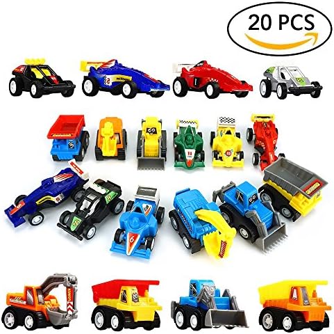 DMbaby Toy for 4-5 Year Old Boys, Mini Pull Back Cars Construction Vehicles and Racing Cars Toys for Kids Gifts for 3-6 Year Old Boys DMUKPULL01