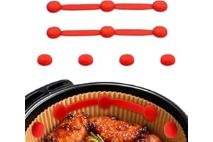 ZORVYN 2 Set di Chiusure Magnetiche in Silicone per Friggitrice ad Aria, Accessori Resistenti al Calore per Evitare Bruciature della Carta, Magneti per Fissare Inserti di Carta (Rosso)