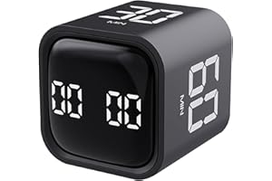 Dittybuy Productivity Timer, Gravity Sensor Cube Timer, LED Display Pomodoro Timer Desk, Rotatable Kitchen Timer, Desk Timer, Countdown Timer for Work, Study, ADHD, 5/10/30/60min & Custom Countdown 1