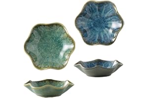 CAVSPKART 2Pcs Ceramic Jewelry Dishes, Decorative Trinket Trays, Small Ring Dishes, Trinket Key Trays, Jewelry Trays, Jewelry Plates, Key Bowl, Ceramic Trinket Dish Gift for Women and Girls (Green+Vintage blue)