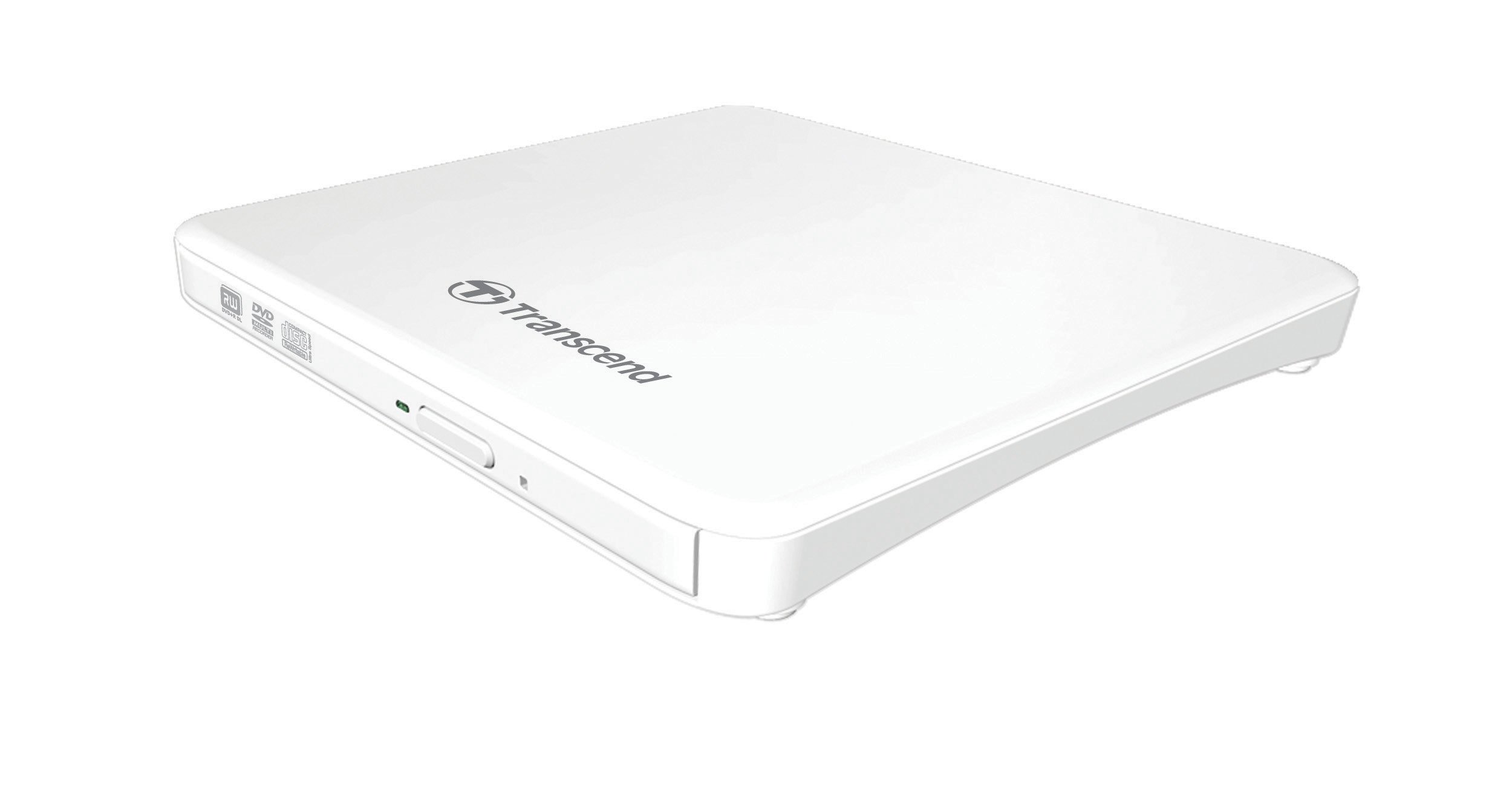 Transcend Slim Portable External USB DVD Writer Drive, Supporting USB 2.0 and Later Standards and Popular Cd/DVD Media Formats Sleek and Slim - Ts8Xdvds-W, White, 2 GB