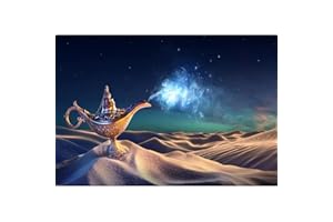 Aoihrraan 2,2x1,5m Lámpara Mágica De Aladino Telón De Fondo Deseo Mágico Misterioso Genio Desierto Árabe Cuento De Hadas Noche Fondo Fotografía Mitología Botella Cumpleaños Fiesta Niños Retrato Foto