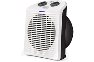 BLACK+DECKER BXSH2000E - Radiateur soufflant 2000W, 2 puissances de chauffage, Fonction ventilateur, pour salle de bain, Surface jusqu'à 15m2, Système anti-surchauffe, Poignée, Compact, Blanc