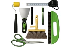 Tsekouri Wallpaper Paste Kit - Set Includes 8 Piece Wallpaper Kit Containing Wallpaper Paste Brush and Smoother, Wallpaper Seam Roller, Wall Paper Scraper Tool & Measuring Tape