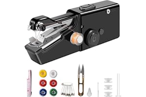 VxoDhuuo Handheld Sewing Machine, Mini Sewing Machine Handheld, Cordless Portable Electric Sewing Machines with Sewing Accessories for Beginners, Suitable for Clothing, Curtains, DIY Home Travel,Black