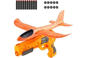 Shengruili Avion Polystyrene avec Pistolet Catapulte,Avion Mousse,Avion Jouet Planeur,Jouet Modèle Mousse Avion Cadeau,Avion Jouet Sports de Plein Air,Lancer de Planeur,Avion Planeurs Enfant