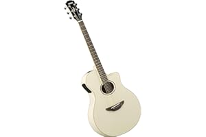 YAMAHA APX600 Guitare Électro-Acoustique – Caisse Compacte Thinline, Diapason 25”, Système65, EQ 3 Bandes, Accordeur Intégré, Rosace Ovale – Blanc Vintage