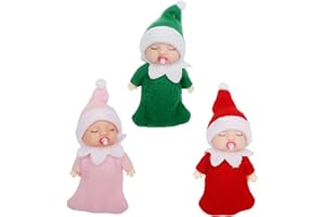 HONGCI 3pcs Mini Christmas Baby Elf Dolls for Girls, Baby Elves Tiny Elf Dolls Christmas Stocking Fillers Xmas Small Gifts Toys for Little Girls Princess New Year Gifts Stocking Stuffers Ornaments
