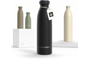 LARS NYSØM Stainless Steel Insulated Water Bottle 350ml, 500ml, 750ml, 1L, 1 5 Liter | Insulated Thermo Flask for Hot and Cold Beverages | Leakproof Drinking Bottle (Carbon Black, 500ml)
