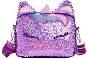 VALICLUD Frauen Mädchen Einhorn Pailletten Tasche Glitzer Crossbody Geldbörse Umhängetasche für Kinder Kleine Mädchen