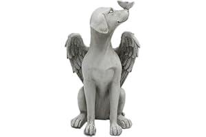 Amusingtao Perro Gato Memorial Estatua Mascota Sueño Perro Tumba Marcador Piedra Figurita con Plumas Ángel Alas Tributo Estatua Jardín Decorativo Escultura Tumba Marcador Figurita - 1 (Perro Forma)