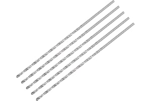 sourcing map 5uds 2mm Mini Micro Helicoidales broc*s, Alta-Velocidad Acero Recto Vástago Extra Largo Taladro broc* 100mm para Aluminio Aleación