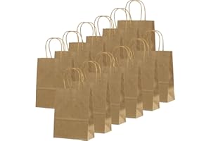 MIENOCOL 24 Pièces Marron Sacs en Papier Kraft avec Poignées,16 x 22 x 8 cm Cadeaux en Papier Petits sacs de Transport Emballage Cadeau Sac Kraft sacs de Fête pour la Nourriture, la Pâtisserie, le Shopping