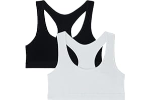 EDS Service Crop Top Bra for Kids, 2 Pack Cotton First Teen Girls Bra, Non- Wire Double Layer Girls Training Bra for Age 8-14 Years