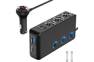 PD 30W 12V Verteiler 200W Kfz Zigarettenanzünder Adapter Auto Ladegerät 3 Mehrfach Steckdose DC 24V Stecker Ladekabel Splitter mit Schalter 4 USB Anschlüsse für Handy Sitzheizung GPS DashCam Navi