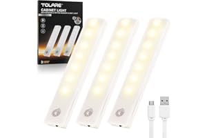 Tolare Luci LED Per Armadio, Bianco Caldo Luce Armadio Led Con Sensore Di Movimento, Ricaricabile Luci Armadio Con Striscia Magnetica Adesiva, Led Armadio Adatte Per Cucina, Scale, Corridoio(3 Pack)