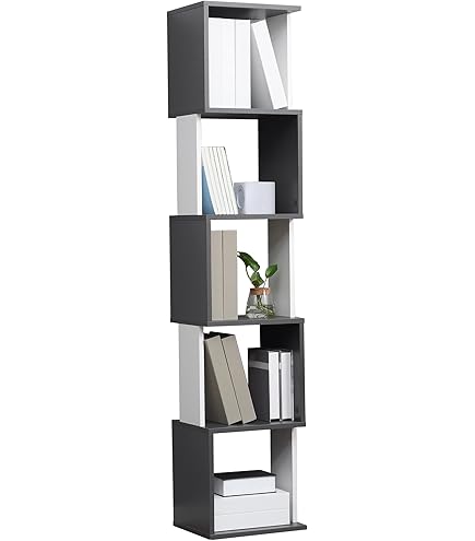 Libreria Aglaia Bianco E Tortora 35x30x161cm - Scaffale Ufficio Multiuso Con Ripiani