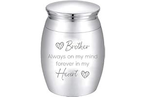 CREATCABIN Small Keepsake Urns Mini Cremation Urn for Human Ashes Alloy Sharing Funeral Urn Memorials Ashes Holder Miniature Container for Brother Family Friends Pets 1.6x1.2 Inch-Silvery