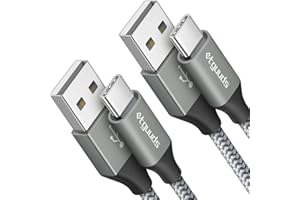 etguuds USB C Charger Cable [2Pack 1M], USB to USB C Cable 3A Fast Charging Type C Lead Braided for iPhone 15 Pro Samsung Galaxy S23 S22 S21 S20 S10 S9 S8 Note 10 A55 -Grey