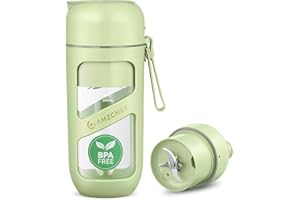 AMZCHEF Batidora de Vaso Portatil - Mini Batidora al Vacío para Batidos y Smoothies - Gran Poder de Corte con 10 Cuchillas - Licuadora Portatil para Deportes, Viajes, Senderismo