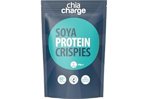 CHIA CHARGE 80% Protein SOYA Crispies - High Protein for Adults and Kids - Healthy, Wheat Free Vegan Snack - Low Fat Food, No Sugar Crispies (250 g (Pack of 1), Unflavoured)