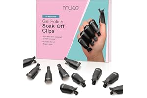 ‎MYLEE Gellack Einweich-Clips (10 Stück) - UV/LED Nagelgellack-Entfernungsclips - Nail Art Gel-Entfernerkappen - Für alle Fingertypen geeignet - Langlebig und wiederverwendbar Schwarz