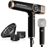Professional Hair Dryer with Ionic Hair Dryer - Motor 110,000 RPM | Flow 164 ft/s for 3x Fast Drying, 200M Negative Ions, 12