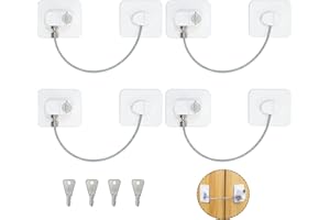 GIGMETA Lot de 4 Securite Fenetre Enfant, Blanc Securite Porte Enfant avec 4 Clés, Fenetre Securite Enfant Avec Adhésif Puissant pour Fenêtres Blocs Portes Tiroirs