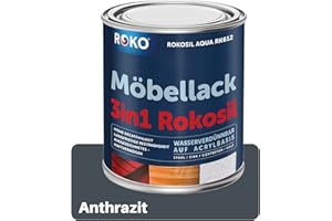 ROKO Möbellack - 0,7 Kg - Anthrazit - 3in1 Möbelfarbe auf Wasserbasis - Seidenmatt - Für Holz, Metall & Kunststoff